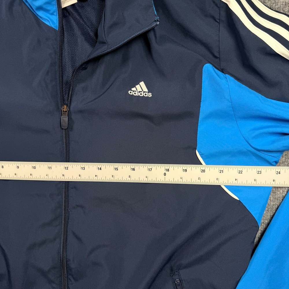 Adidas Track Jacket Mens Large Navy Blue Climalite Full Zip Mesh Lined 3-Stripe - Picture 3 of 13